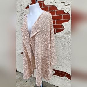 3X Women SEVEN KARAT long sleeve open cardigan nude gold white